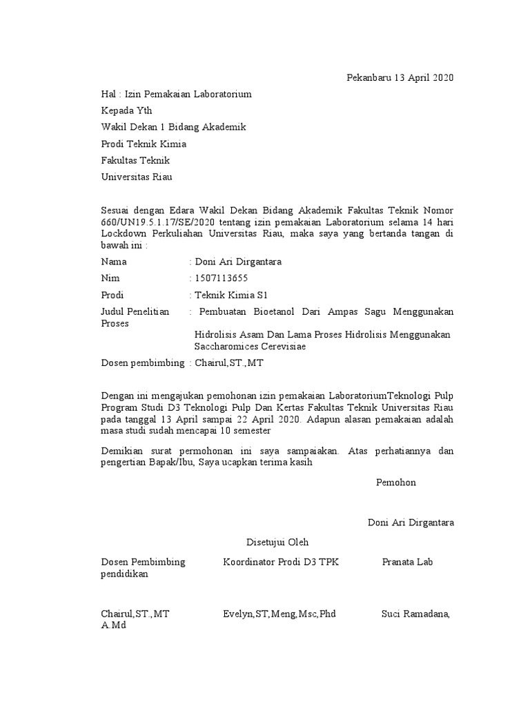 Surat Lab | PDF