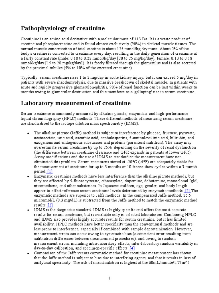 Understanding Creatinine Measurement Methods | PDF | Renal Function ...
