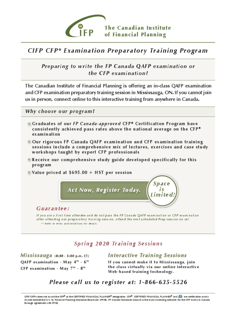 Cifp CFP Examination Preparatory Training Program | PDF | Test ...