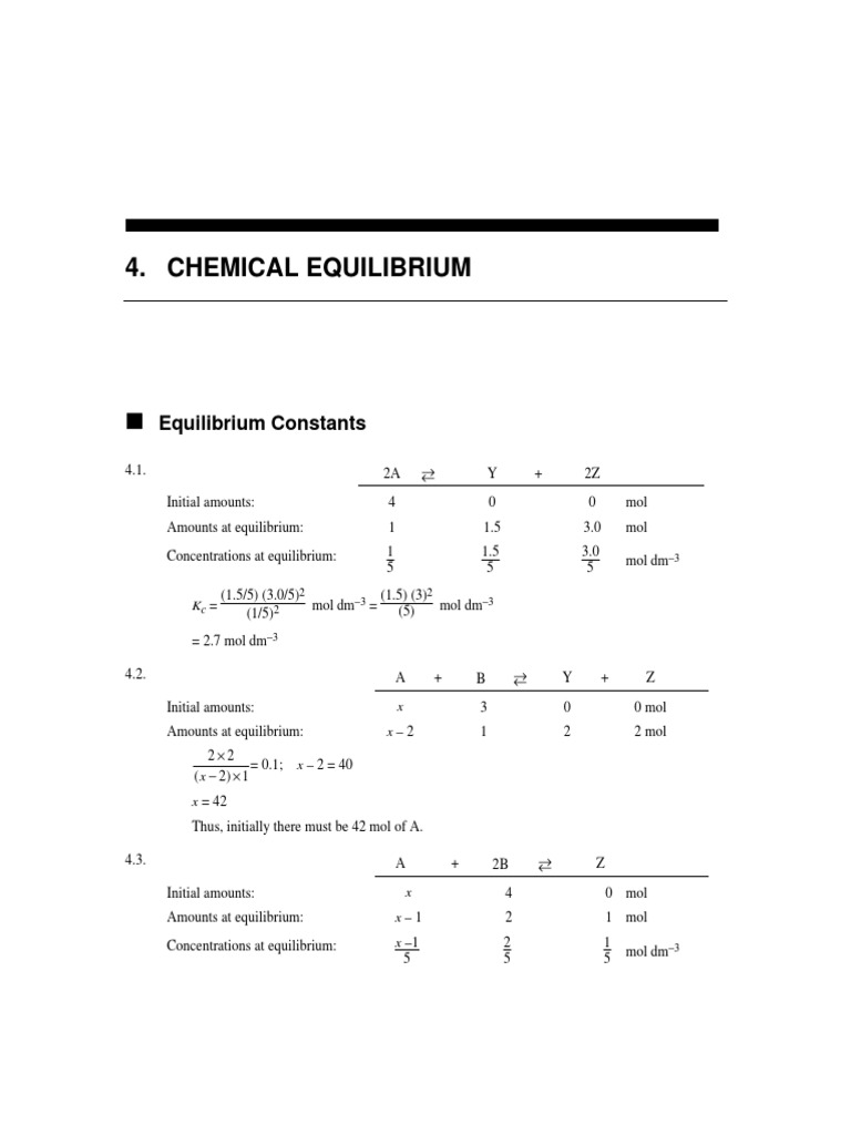 Chemical Equilibrium and Constants Analysis | PDF | Chemical ...