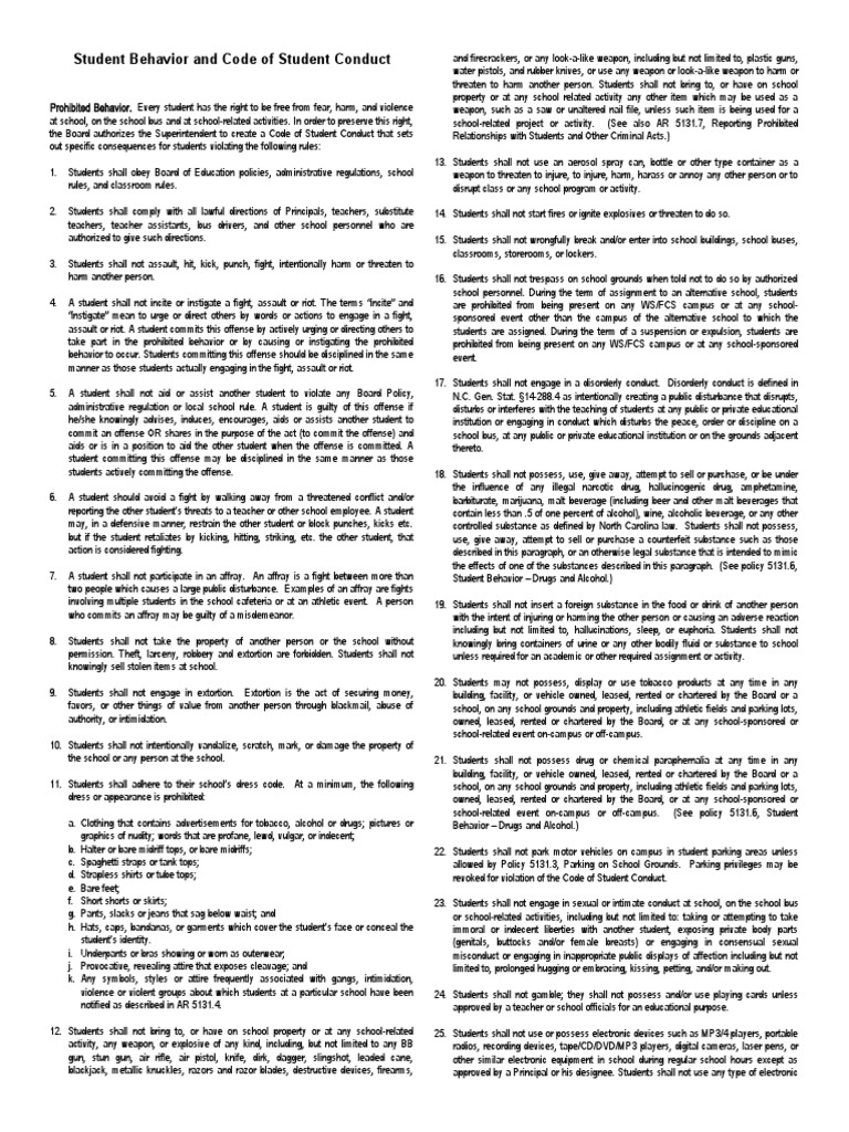 Discipline Summary and Code of Conduct | PDF | Assault | Harassment
