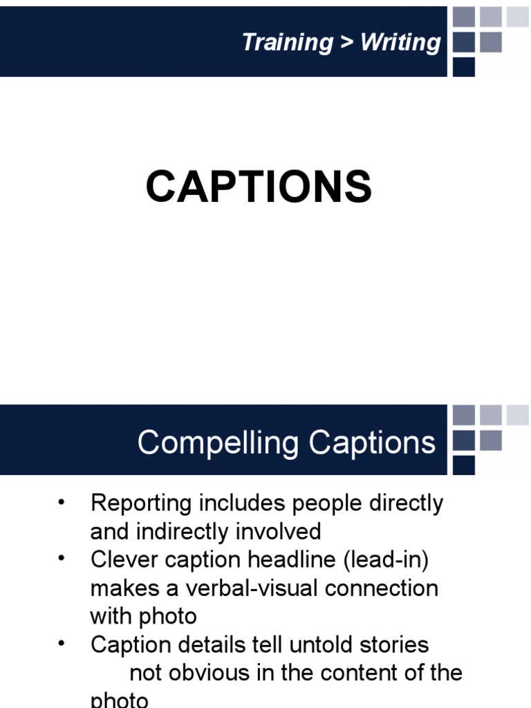 Captions: Training Writing | PDF | Question | Verb