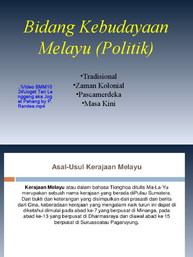 Tajuk 3 Bidang Kebudayaan Melayu Sistem Politik