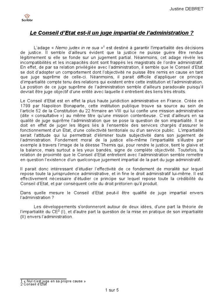La Cause Et La Réforme Du Droit Des Contrats Dissertation Exemple de Dissertation Juridique 2 | PDF | Juge | État