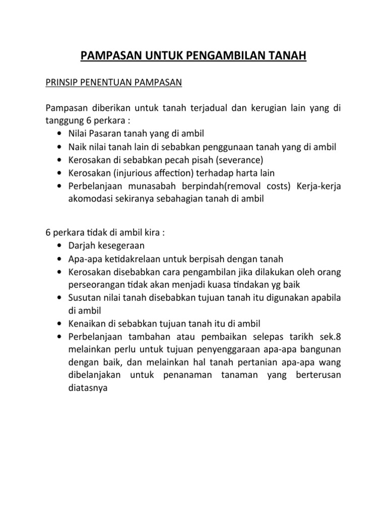 PAMPASAN UNTUK PENGAMBILAN TANAH