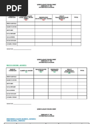 Pageant Judging Form
