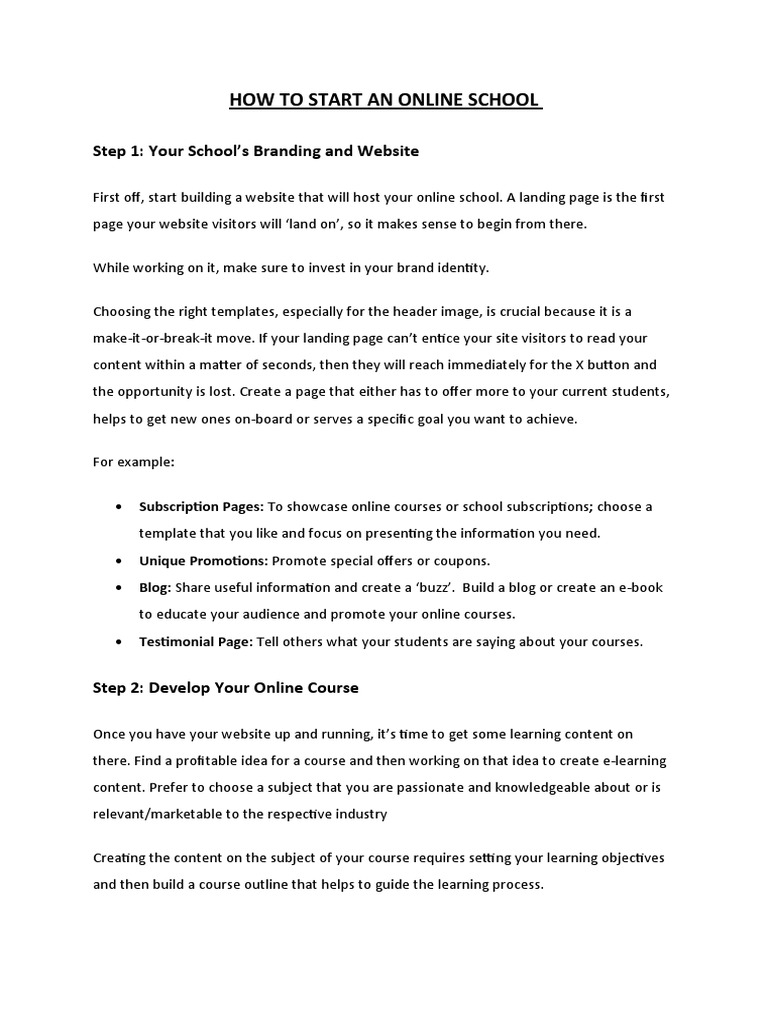 How To Start An Online School in 10 Steps PDF Coupon Educational