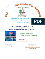 Mechanical Engineering: Vocational Training File Prakash Diesels P.V.T. L.T.D