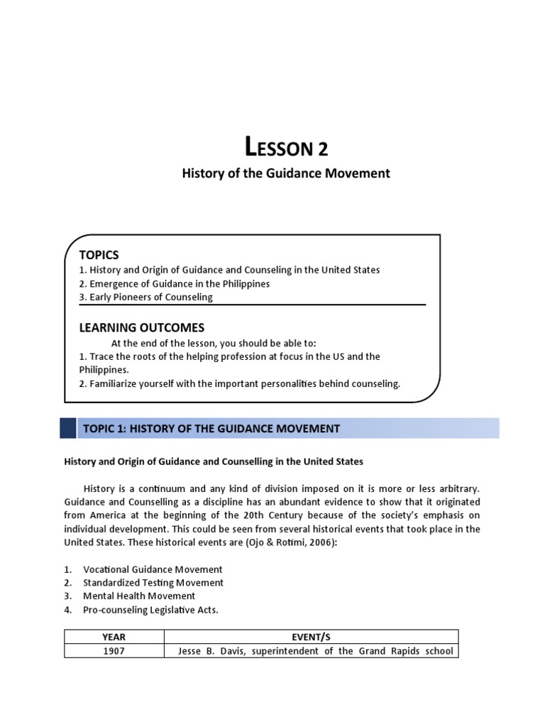 Lesson 2 Career Guidance | PDF | School Counselor | Psychotherapy