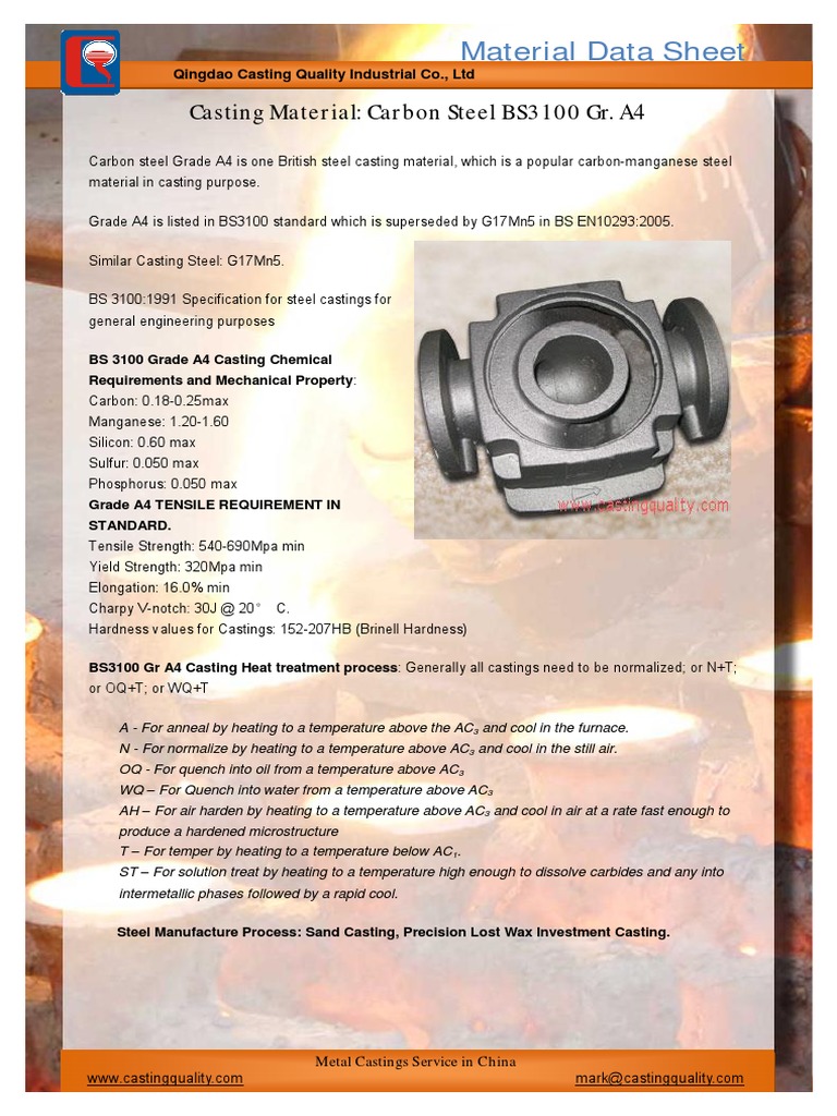Casting Material Carbon Steel BS3100 Gr. A4 PDF Casting (Metalworking) Steel