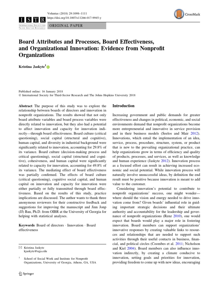 Board Effectiveness and Innovation in Nonprofits | PDF | Likert Scale ...