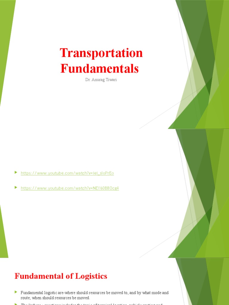 Transportation Fundamentals by Dr. Tiwari | PDF | Intermodal Freight ...