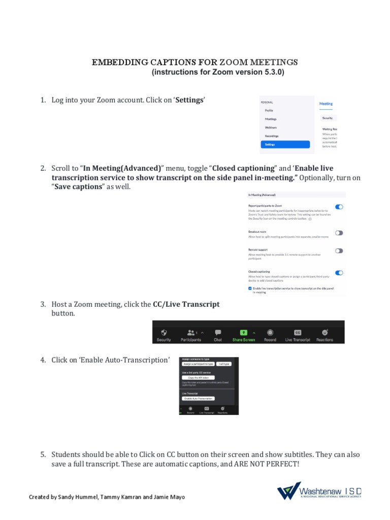 Zoom Meeting Captioning Guide | PDF