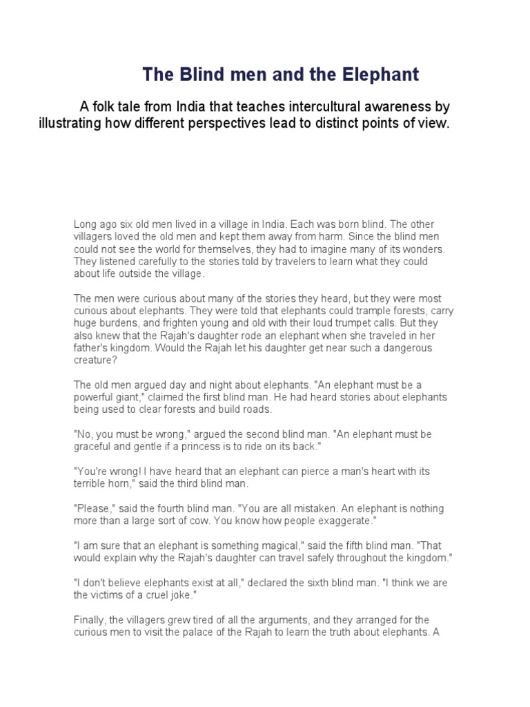 The Blind Men and The Elephant | PDF | Elephant