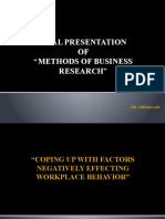 Final Presentation OF "Methods of Business Research": DR - Abdullah