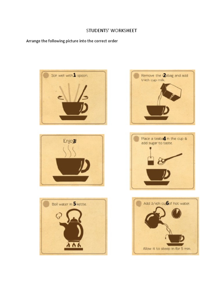 Students' Worksheet: Arrange The Following Picture Into The Correct ...