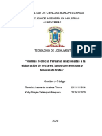 Normas Técnicas Peruanas Relacionadas A La Elaboración de Néctares, Jugos Concentrados y Bebidas de Frutas