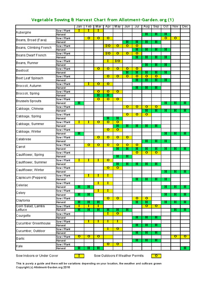 Vegetable Sowing Harvest Chart PDF Onion Beetroot