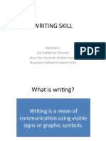 Writing Skill: Members: Siti Fadilah BT Omzaidi Wan Nur Hazimah BT Wan Husin Nasyratul Fathiah BT Mohd Farid