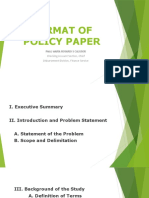 Format of Policy Paper: Pmaj Maria Rosario S Calusor