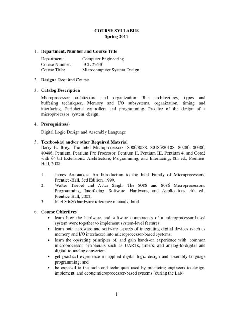 Microcomputer System Design Syllabus | PDF | Input/Output | Central ...