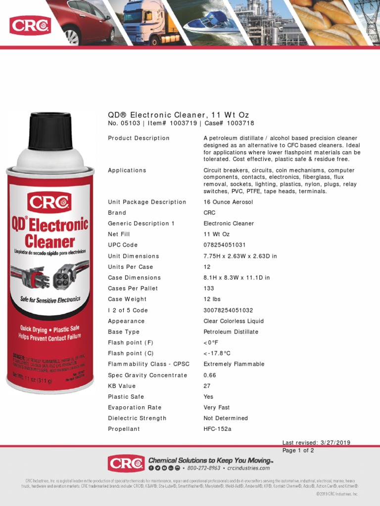 CRC 05103 QD Electronic Cleaner Sell Sheet PDF