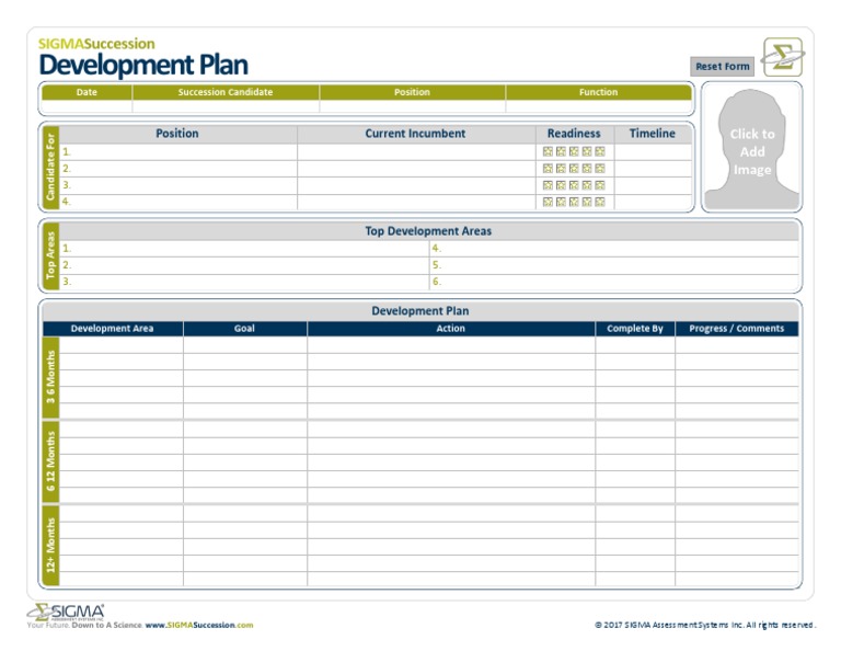 SIGMASuccession Development Plan - Fillable Form | PDF