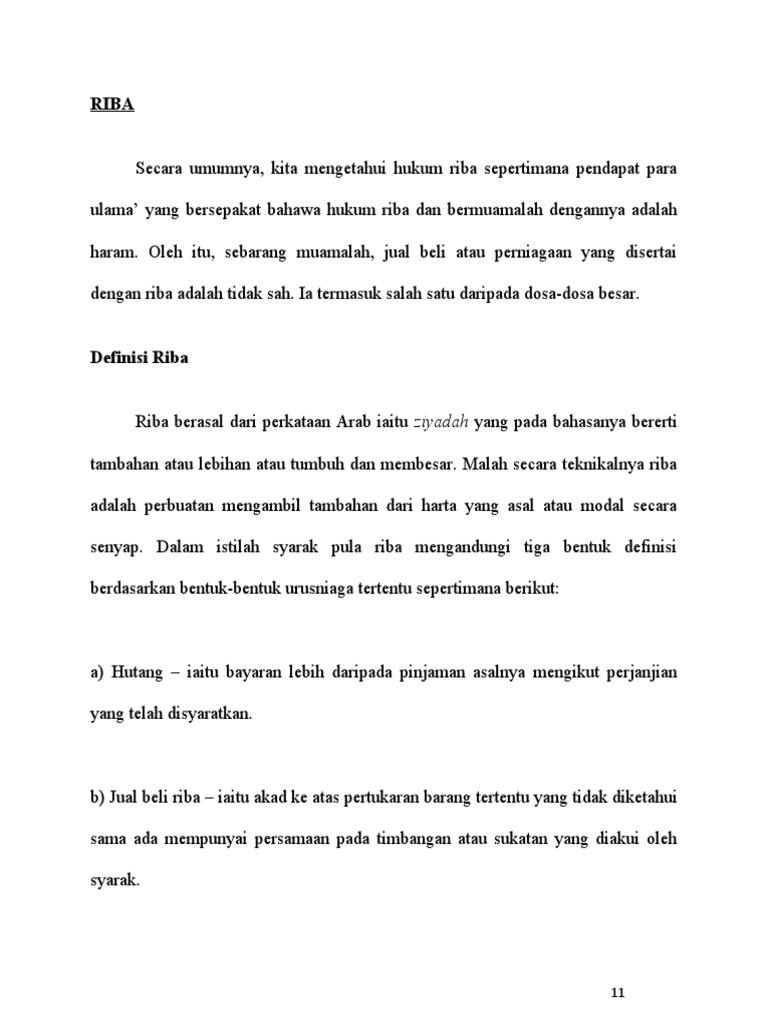 Maksud Riba Dalam Islam