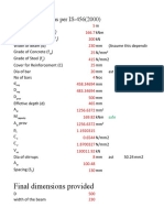 Final Dimensions Provided: Design of Beam As Per IS-456 (2000)