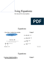 Solving Equations: One-Step and Two-Step Equations