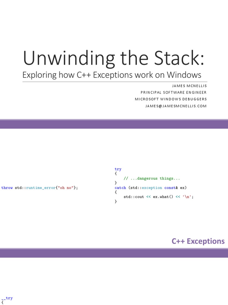 2018 Cppcon Unwinding The Stack Exploring How C Exceptions Work On