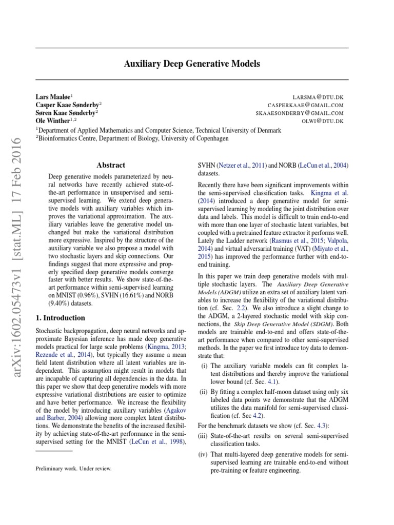 1602.05473v1 - Auxiliary Deep Generative Models - 2016 PDF | PDF ...