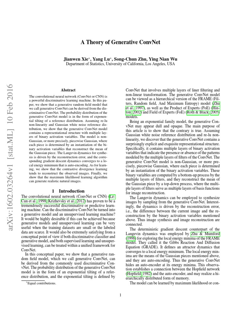 Generative ConvNet: A Unified Model | PDF | Normal Distribution ...