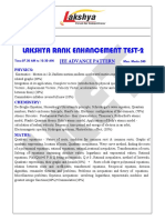 Lakshya Rank Enhancement Test-2: Jee Advance Pattern