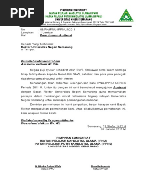 Surat Audiensi Rektor Unnes Pdf