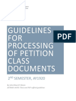 Guidelines FOR Processing of Petition Class Documents: 2 Semester, Ay1920