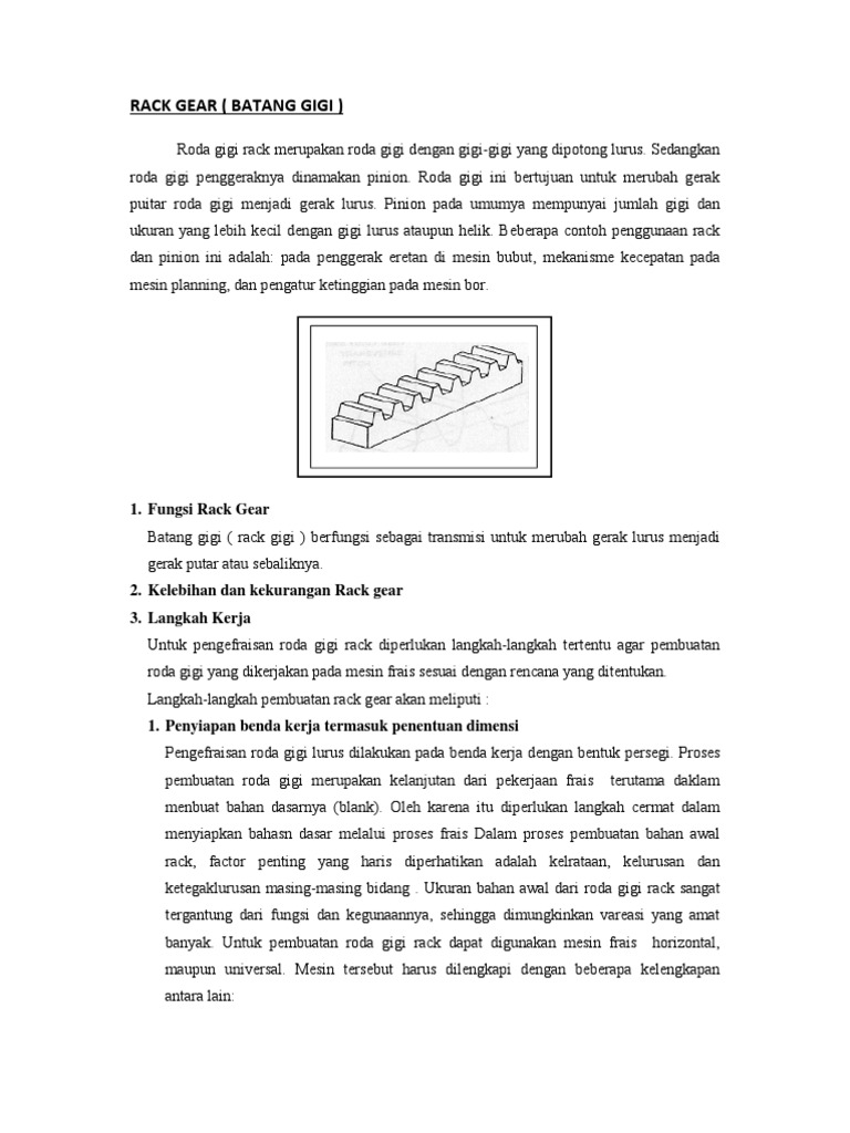 Proses Pembuatan Rack Gear dan Fungsinya | PDF