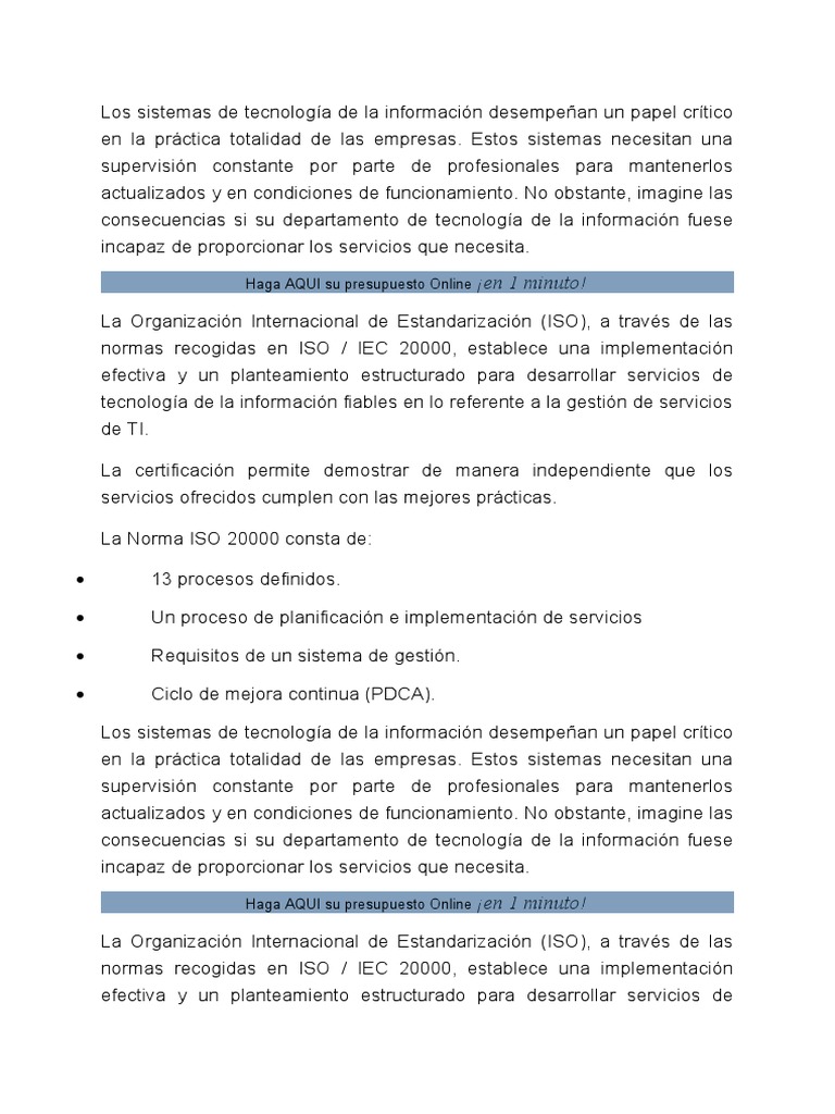 Implementación de la Norma ISO 20000 | PDF | Organización internacional ...