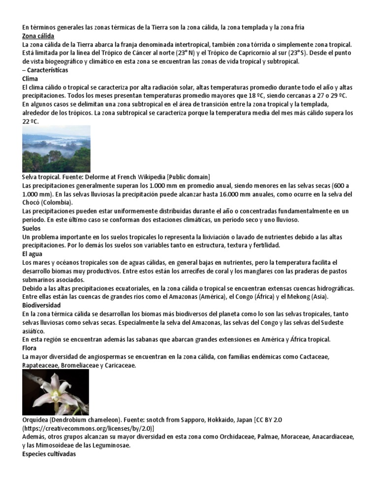 Zonas Térmicas de la Tierra: Cálida y Más | PDF | Zona tropical | Clima ...