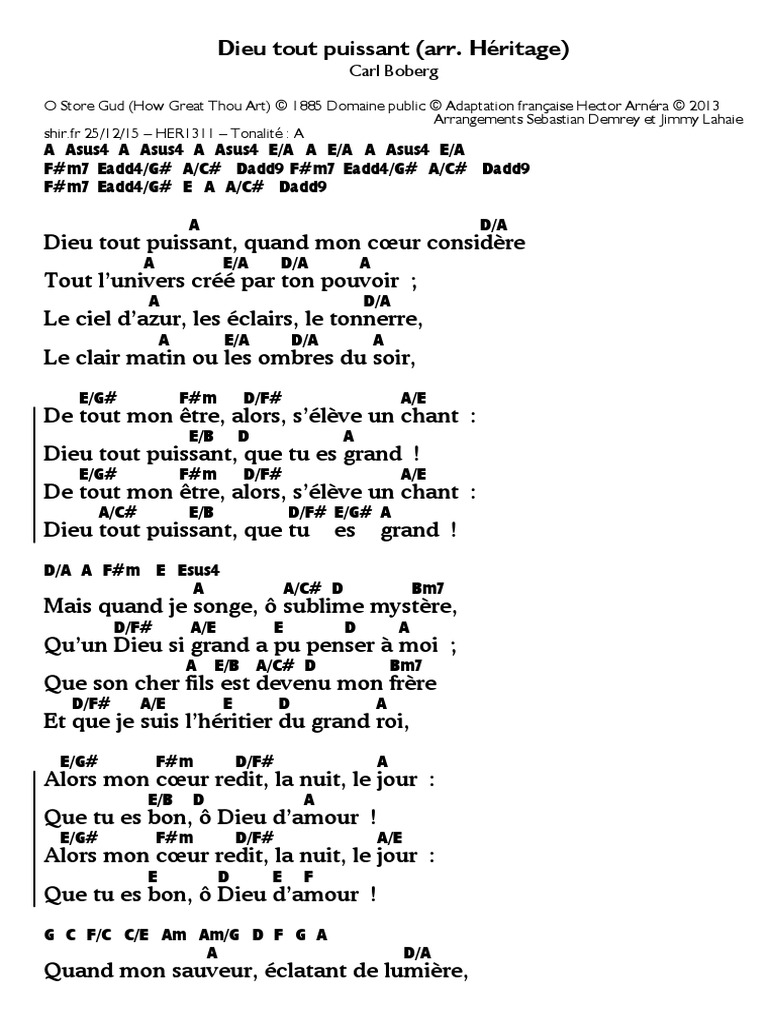 Dieu Tout Puissant Arr Heritage Carl Boberg Religions Et Croyances