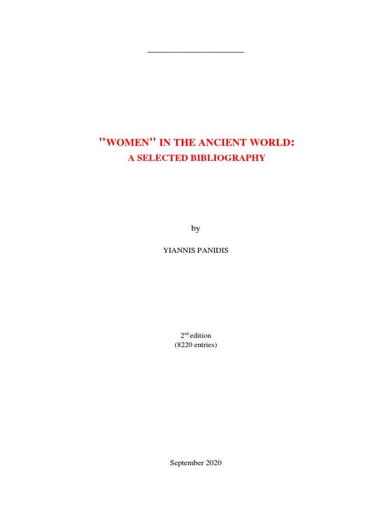 Women in The Ancient World A Selected B-1-1 | PDF | Woman | Archaeology