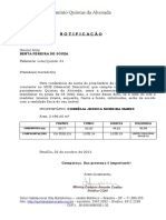 NOTIFICAÇÃO - QUINTA 01 - BENTA - área e medidas lote - 21.10.2013