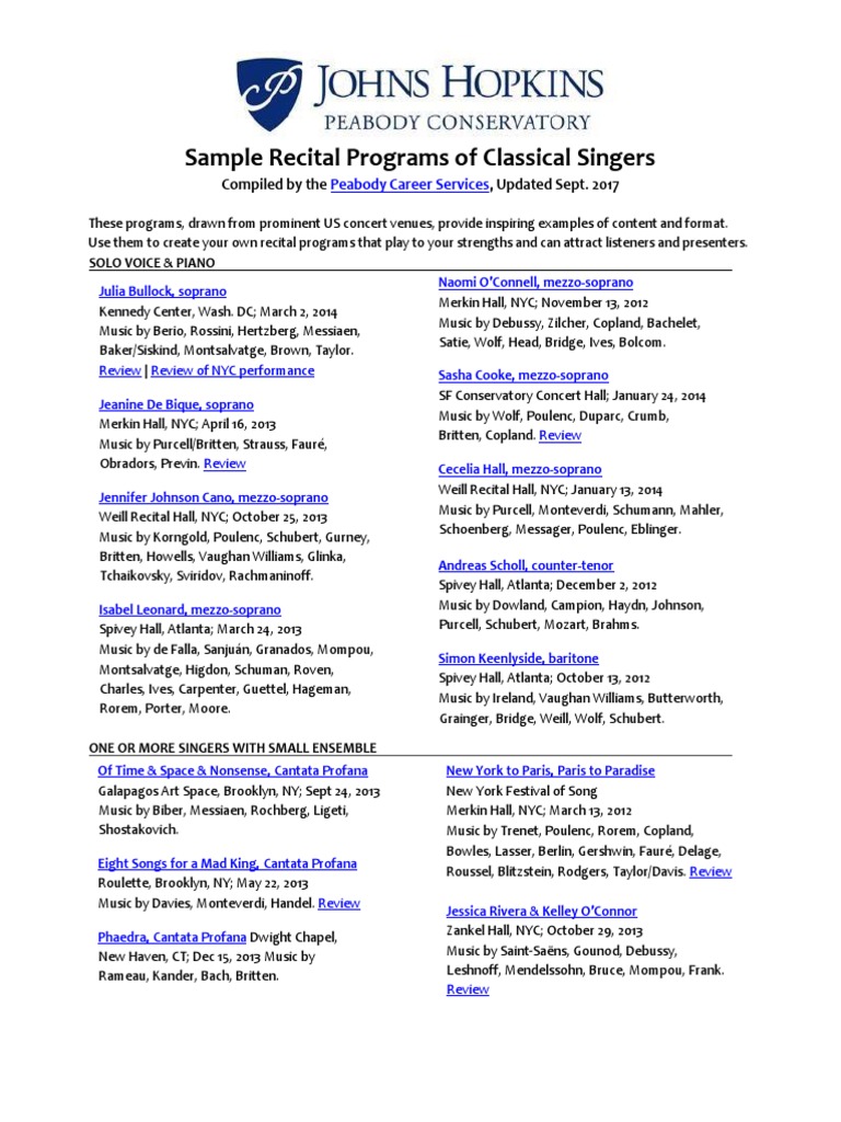 Classical Recital Program Samples | PDF | Classical Music | Composers