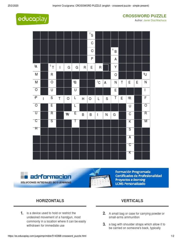 Crossword Sandoval Valencia PDF Firearms Rifle