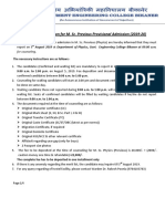 General Instruction For M. Sc. Previous General Instruction For M. Sc. Previous Provisional Admission Admission (2019-20)