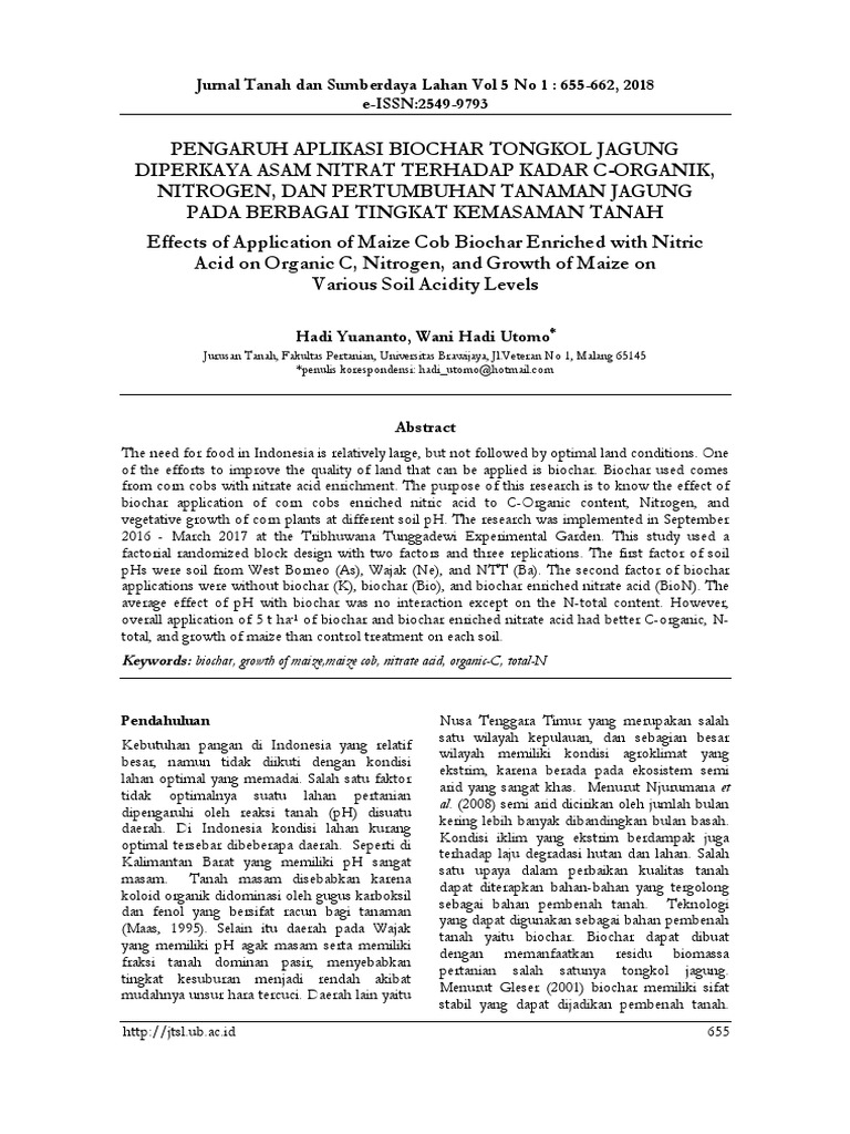 Jurnal Tanah Dan Sumberdaya Lahan Vol 5 No 1: 655-662, 2018 e-ISSN:2549 ...