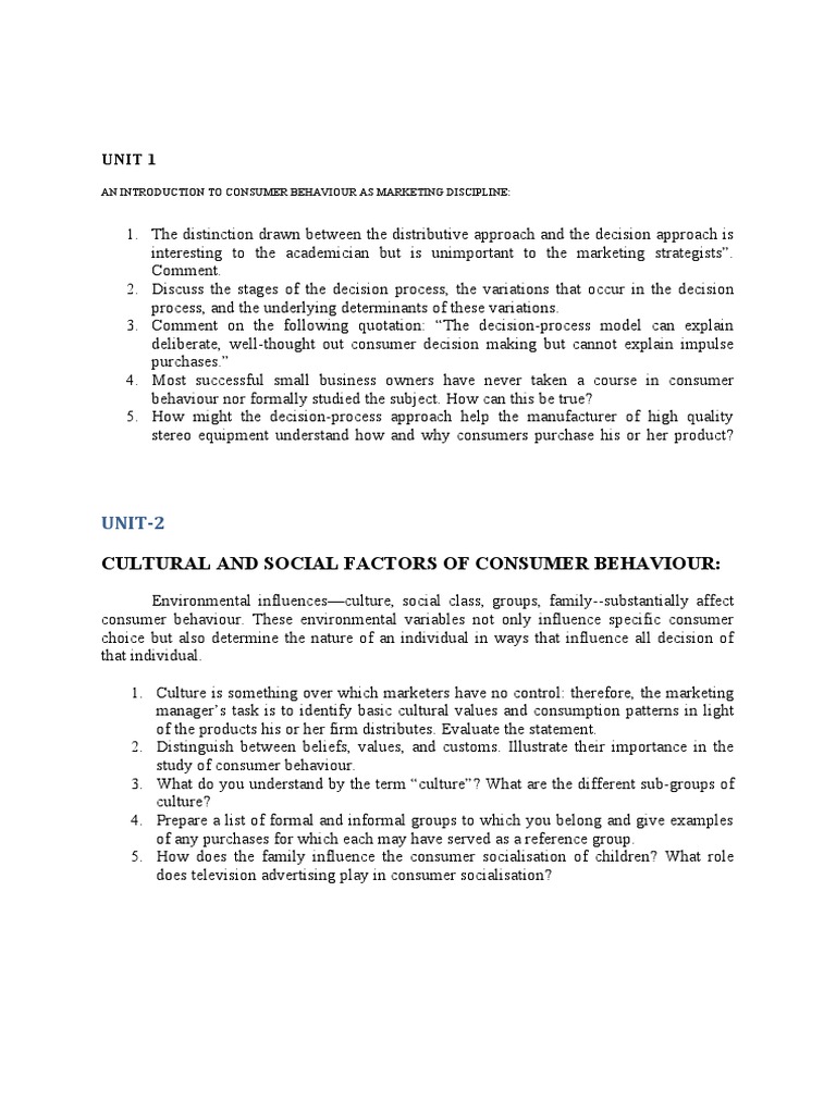 Exam Q | PDF | Consumer Behaviour | Behavior