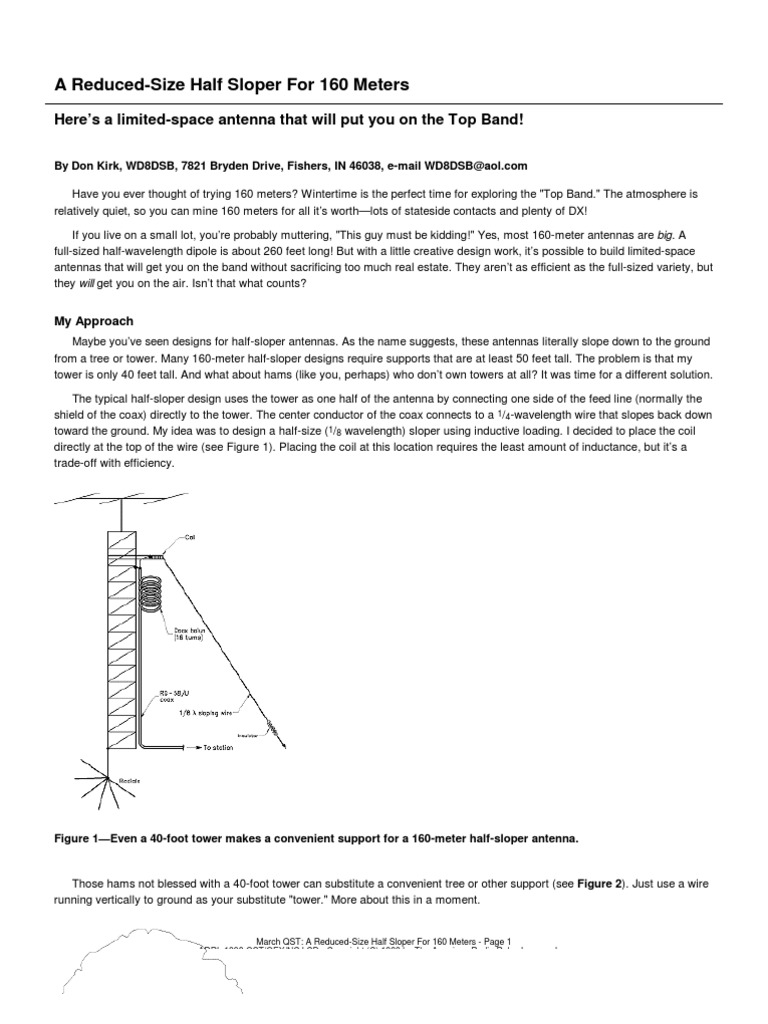 A Limited-Space Half Sloper Antenna Design for 160 Meters Bands Using ...