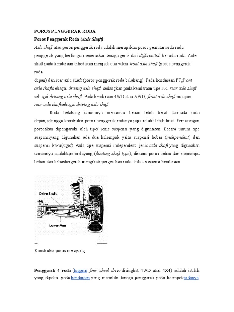 Poros Penggerak Roda | PDF