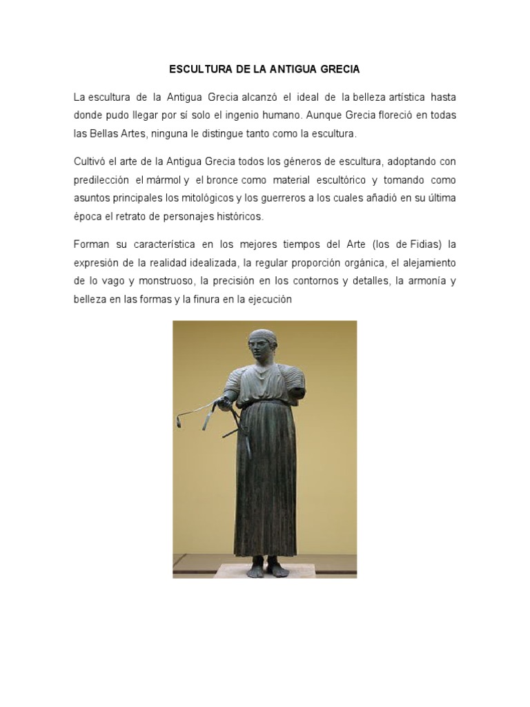 Escultura en la Antigua Grecia | PDF | Antiguedad clasica | Escultura